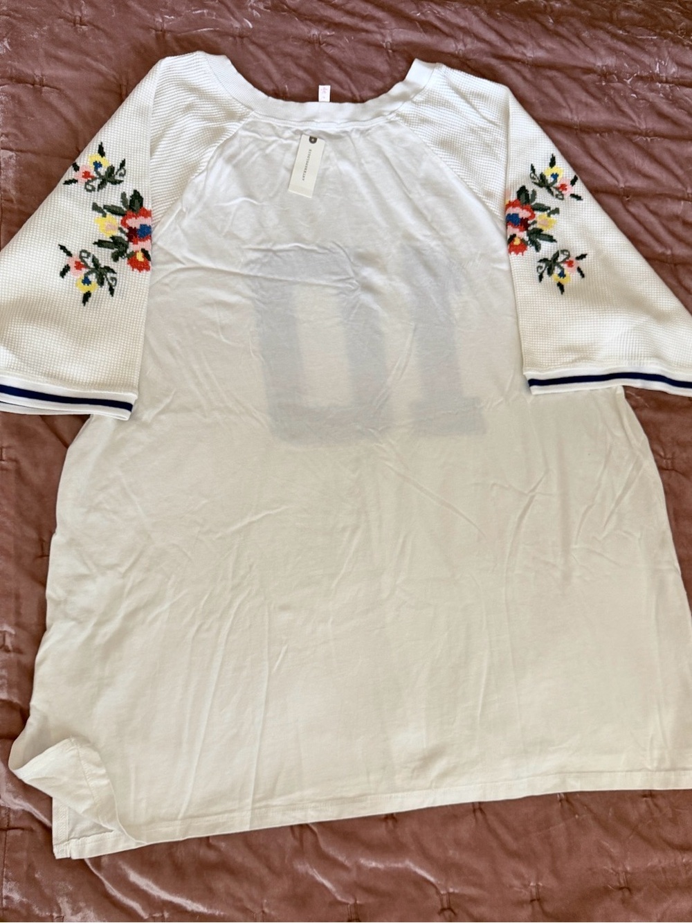 Anthropologie LyreBird Oversized Embroidered Sporty Tee XL - Picture 3 of 7